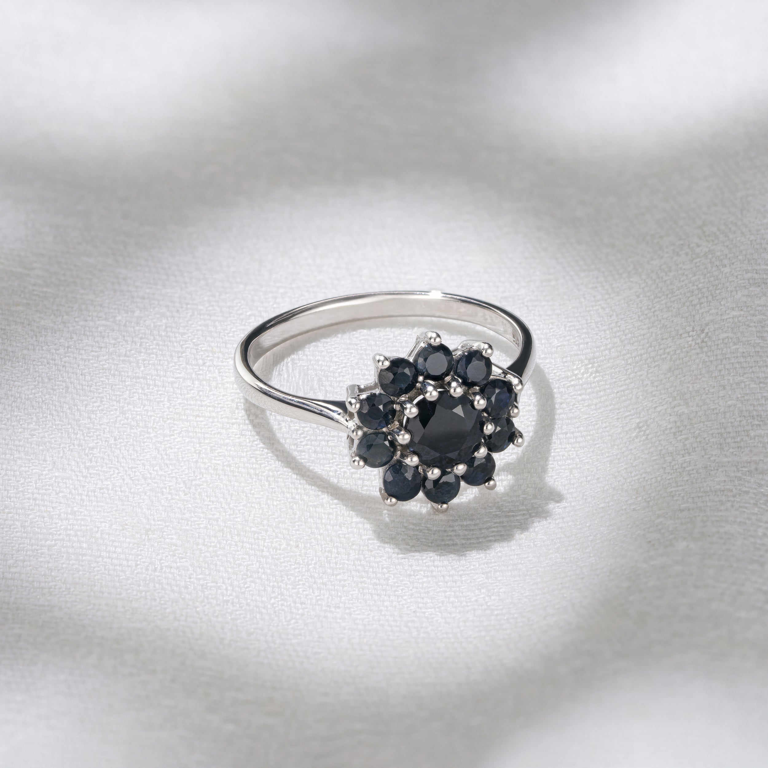 1.33ct Sapphire Cluster Ring in 9K White Gold